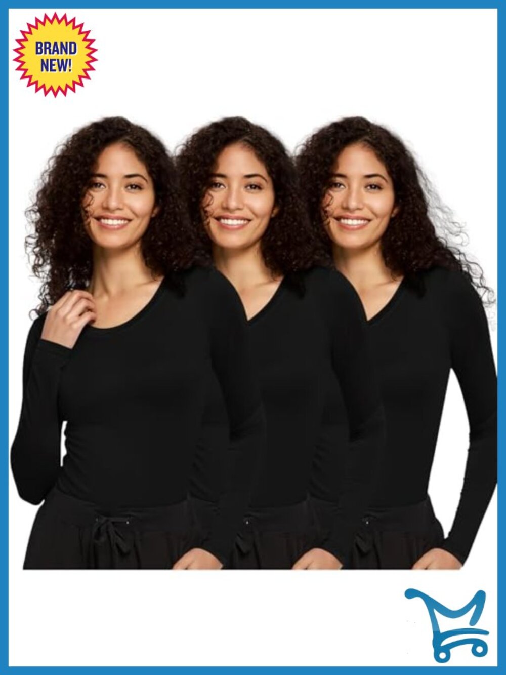 3 Pack Long Sleeve Underscrubs Crew Neck Slim Fit Wrinkle Resistant Healthcare